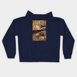 Female Mallard's Reflection Photograph Kids Hoodie